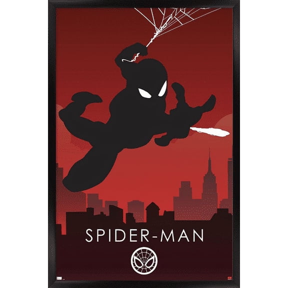 Marvel Heroic Silhouette - Spider-Man Wall Poster, 22.375" x 34", Framed