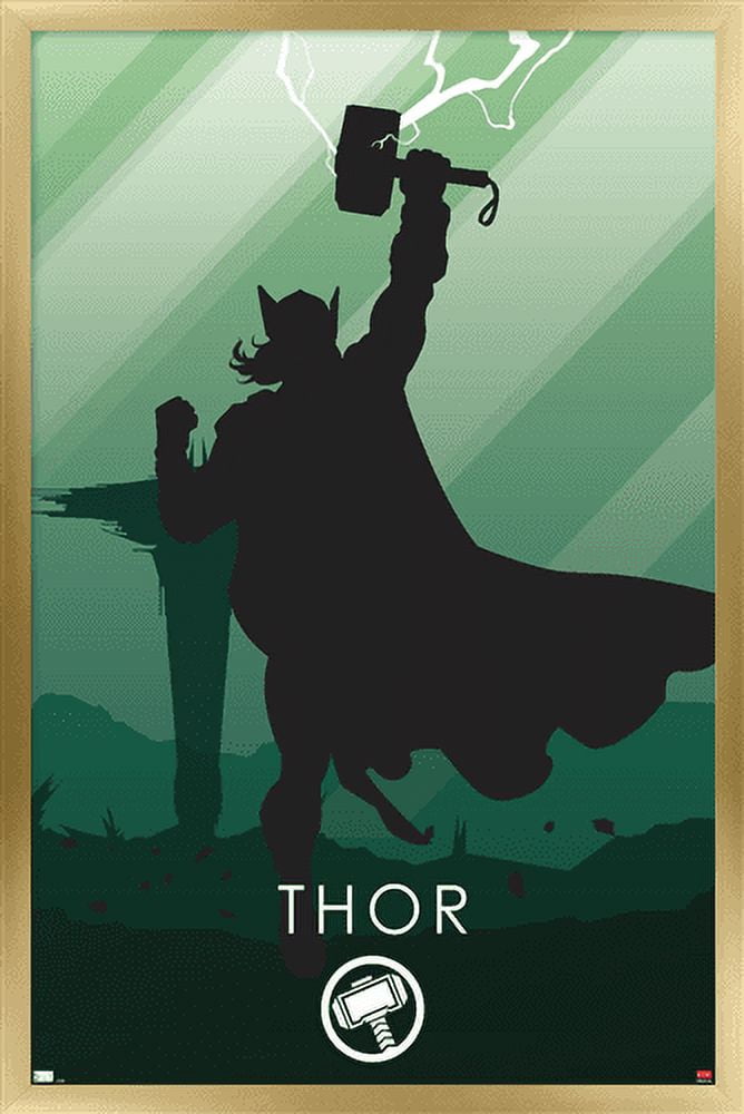 Marvel Heroic Silhouette - Thor Wall Poster, 14.725" x 22.375", Framed