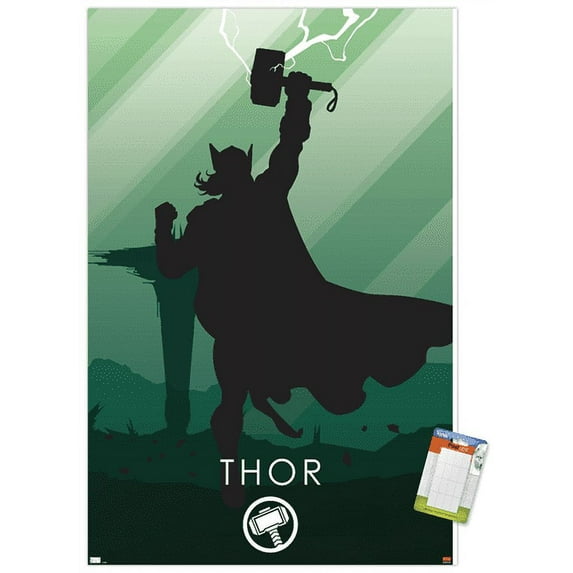 Marvel Heroic Silhouette - Thor Wall Poster, 14.725" x 22.375"