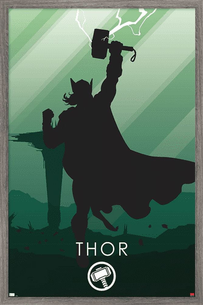 Marvel Heroic Silhouette - Thor Wall Poster, 22.375" x 34", Framed