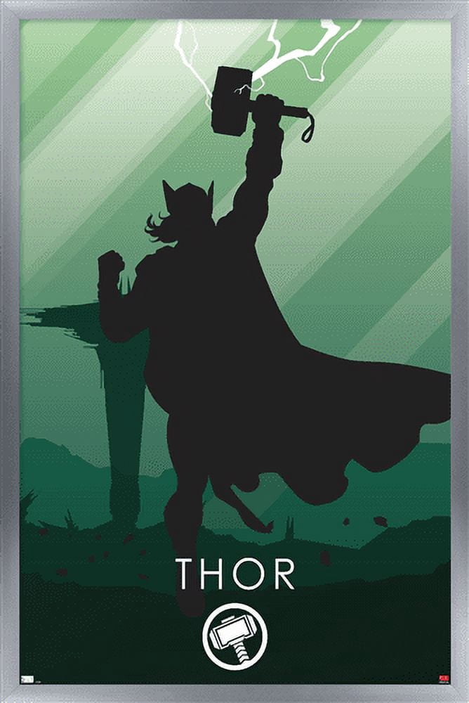 Marvel Heroic Silhouette - Thor Wall Poster, 22.375" x 34", Framed
