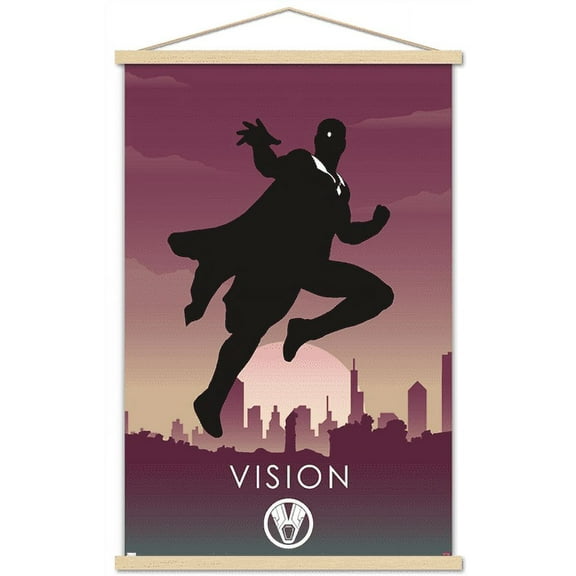 Marvel Heroic Silhouette - Vision Wall Poster with Wooden Magnetic Frame, 22.375" x 34"