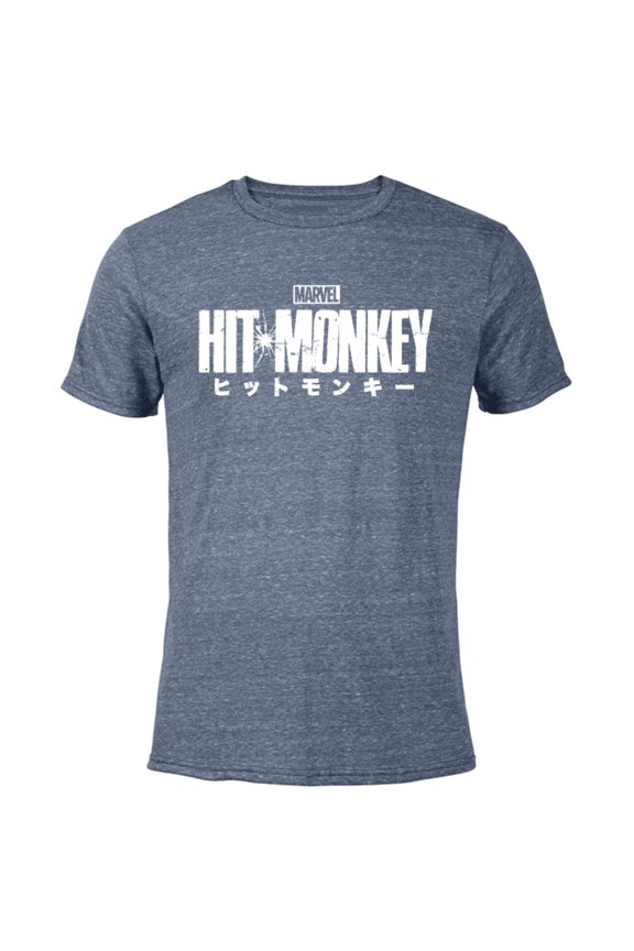Hit Monkey Logo - Short Sleeve Blended T-Shirt for Adults – Customized-Navy Heather