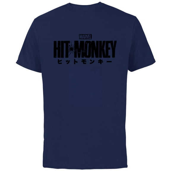 Marvel Hit Monkey Logo Yellow - Short Sleeve Cotton T-Shirt for Adults - Customized-Navy