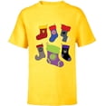 thumbnail image 1 of Marvel Holiday Avengers Team Festive Christmas Stockings - Short Sleeve T-Shirt for Kids - Customized-Yellow, 1 of 5