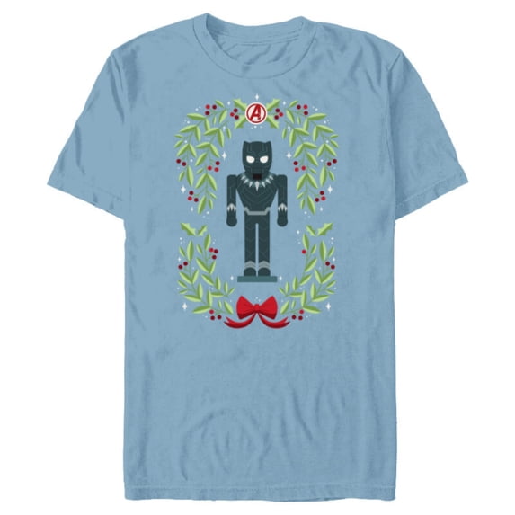Marvel Holiday Christmas Avengers Black Panther Nutcracker - Short Sleeve Blended T-Shirt for Adults - Customized-Ocean Blue