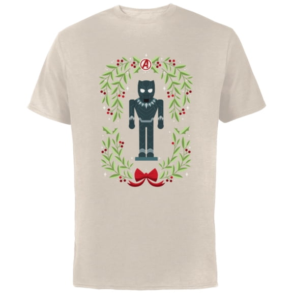 Marvel Holiday Christmas Avengers Black Panther Nutcracker - Short Sleeve Cotton T-Shirt for Adults - Customized-Natural