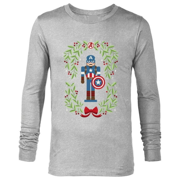 Marvel Holiday Christmas Avengers Captain America Nutcracker - Long Sleeve T-Shirt for Men - Customized-Athletic Heather