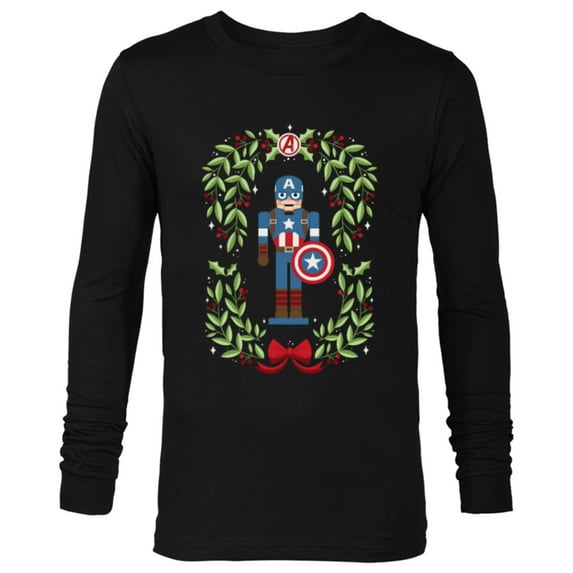 Marvel Holiday Christmas Avengers Captain America Nutcracker - Long Sleeve T-Shirt for Men - Customized-Black