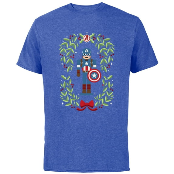 Marvel Holiday Christmas Avengers Captain America Nutcracker - Short Sleeve Cotton T-Shirt for Adults - Customized-Royal Heather