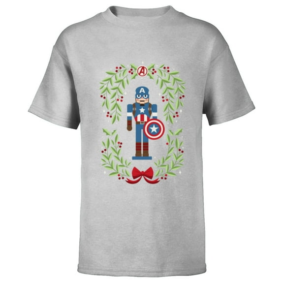 Marvel Holiday Christmas Avengers Captain America Nutcracker - Short Sleeve T-Shirt for Kids - Customized-Athletic Heather