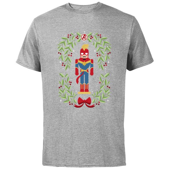 Marvel Holiday Christmas Avengers Captain Marvel Nutcracker - Short Sleeve Cotton T-Shirt for Adults - Customized-Athletic Heather