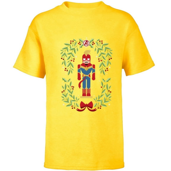 Marvel Holiday Christmas Avengers Captain Marvel Nutcracker - Short Sleeve T-Shirt for Kids - Customized-Yellow
