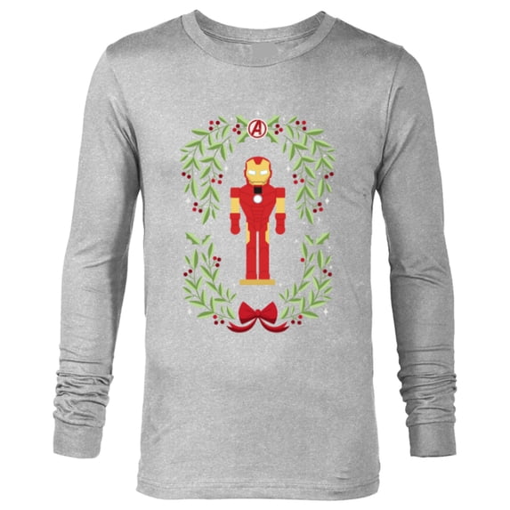 Marvel Holiday Christmas Avengers Holly Iron Man Nutcracker - Long Sleeve T-Shirt for Men - Customized-Athletic Heather