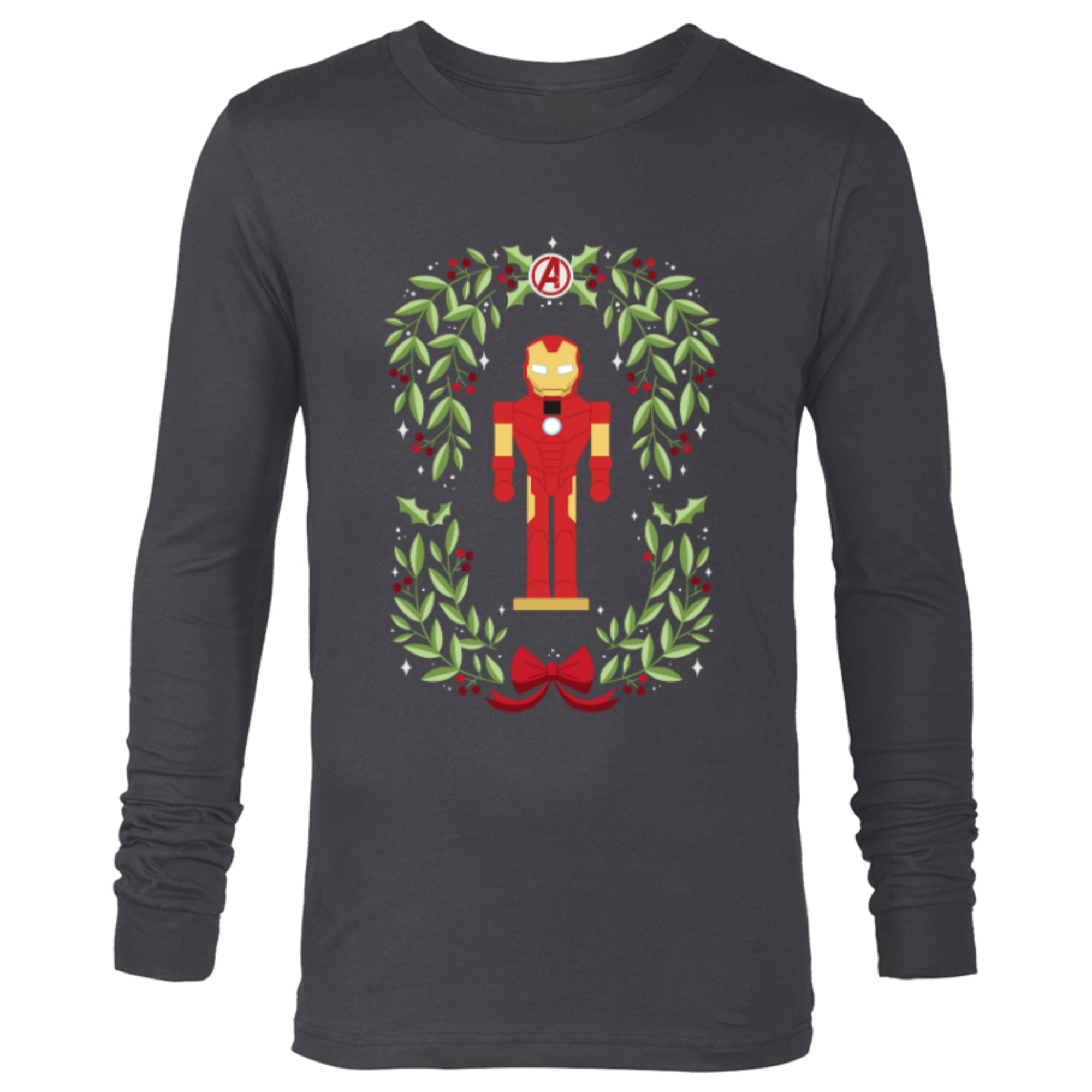 Marvel Holiday Christmas Avengers Holly Iron Man Nutcracker - Long Sleeve T-Shirt for Men - Customized-Charcoal Heather