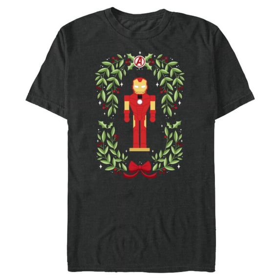 Marvel Holiday Christmas Avengers Holly Iron Man Nutcracker - Short Sleeve Blended T-Shirt for Adults - Customized-Dark Heather