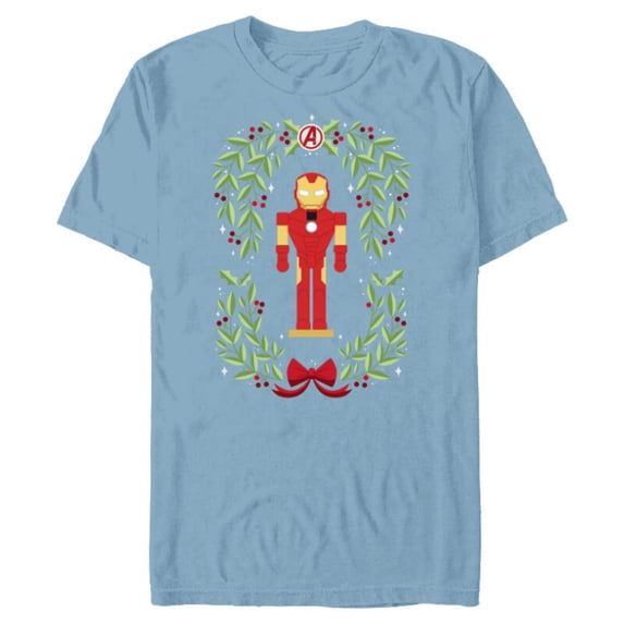 Marvel Holiday Christmas Avengers Holly Iron Man Nutcracker - Short Sleeve Blended T-Shirt for Adults - Customized-Ocean Blue