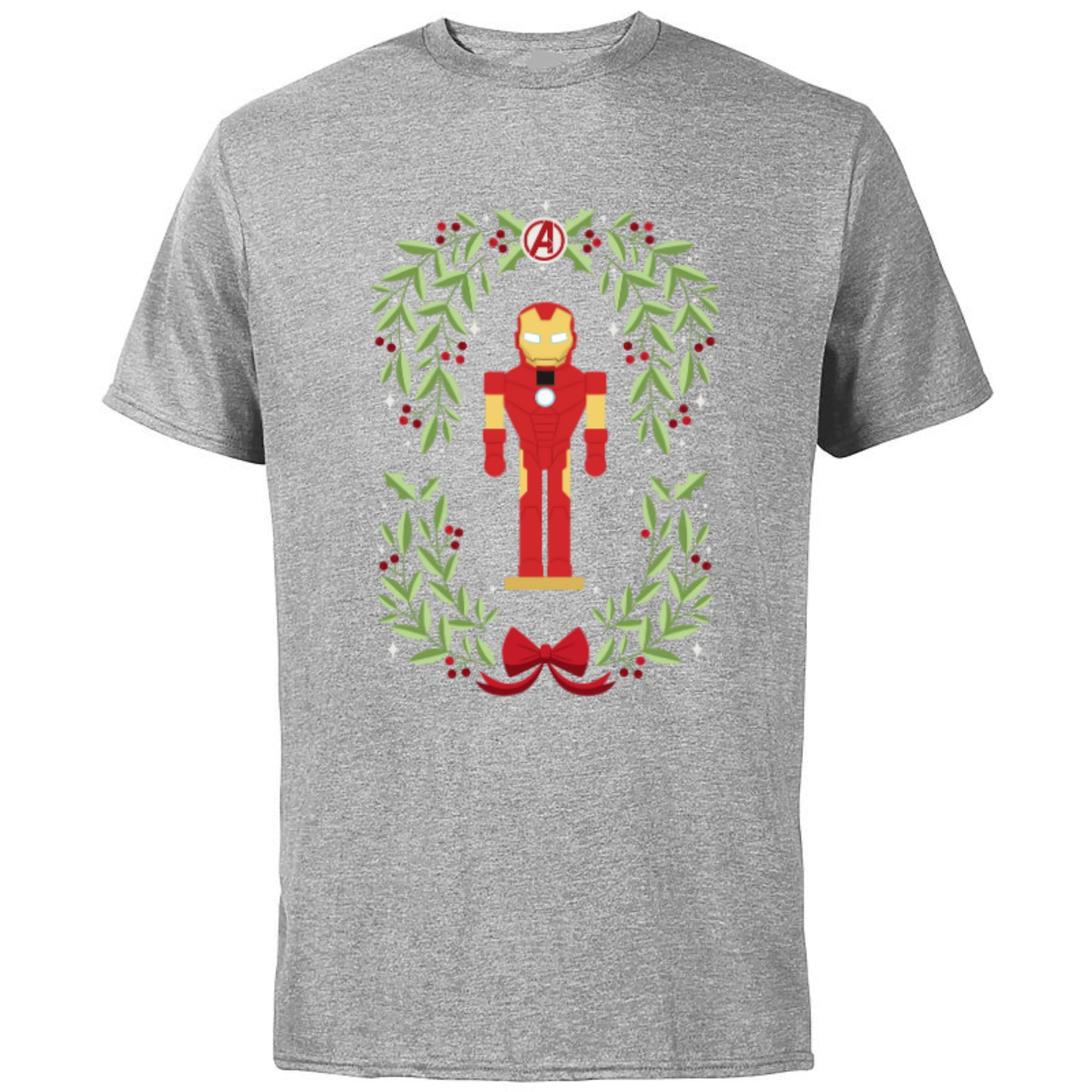 Marvel Holiday Christmas Avengers Holly Iron Man Nutcracker - Short Sleeve Cotton T-Shirt for Adults - Customized-Athletic Heather
