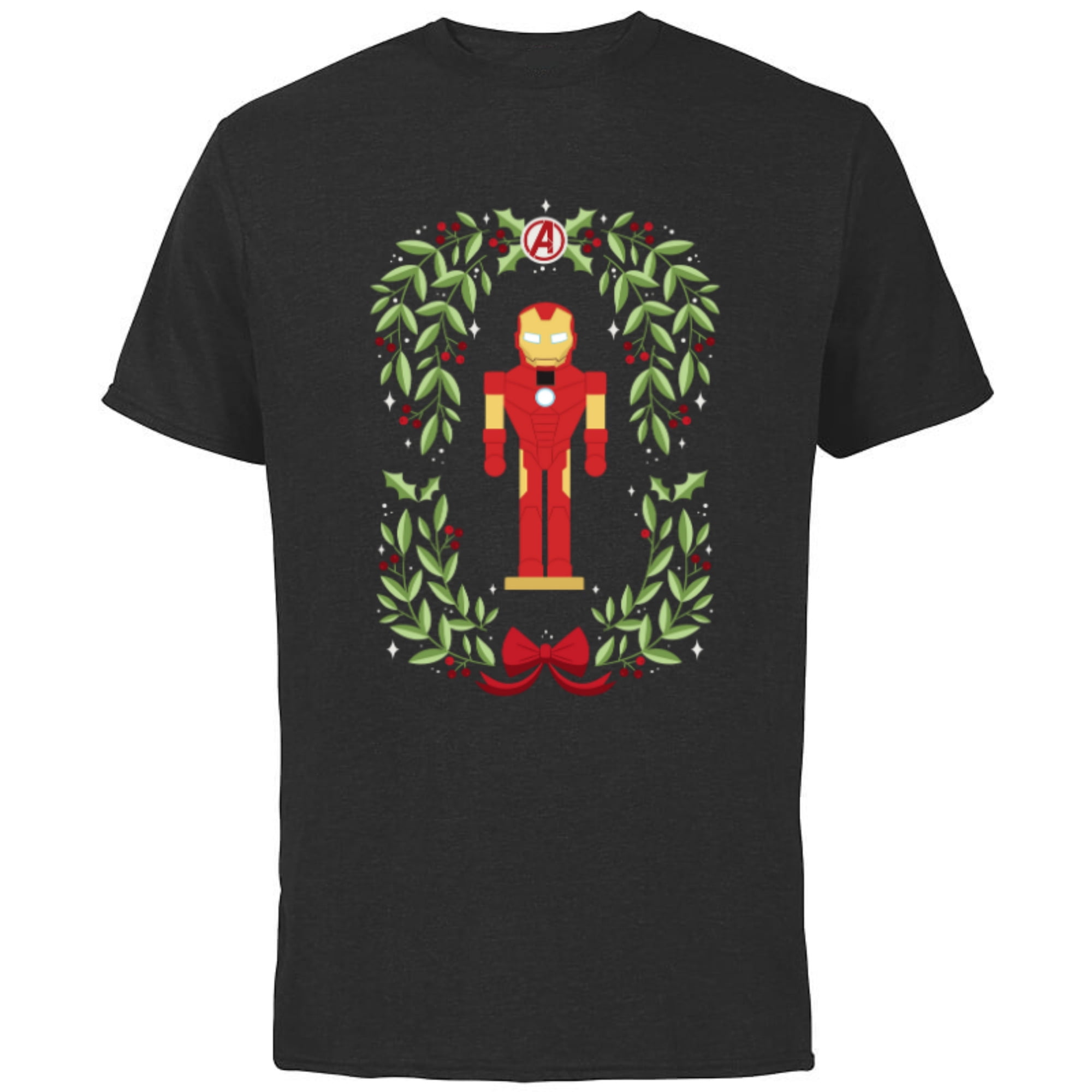 Marvel Holiday Christmas Avengers Holly Iron Man Nutcracker - Short Sleeve Cotton T-Shirt for Adults - Customized-Black