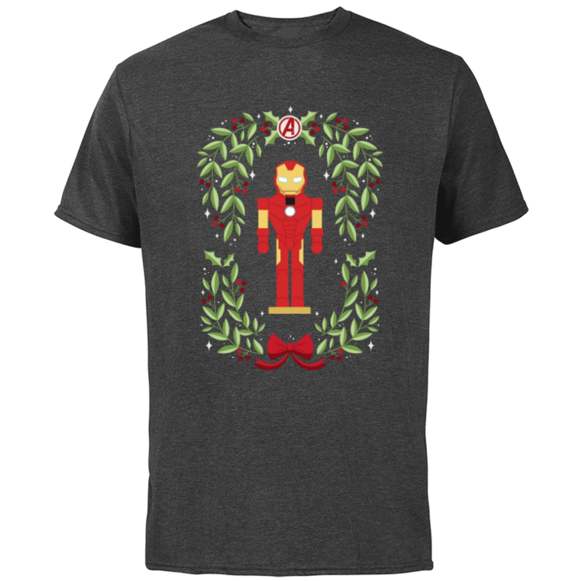 Marvel Holiday Christmas Avengers Holly Iron Man Nutcracker - Short Sleeve Cotton T-Shirt for Adults - Customized-Charcoal