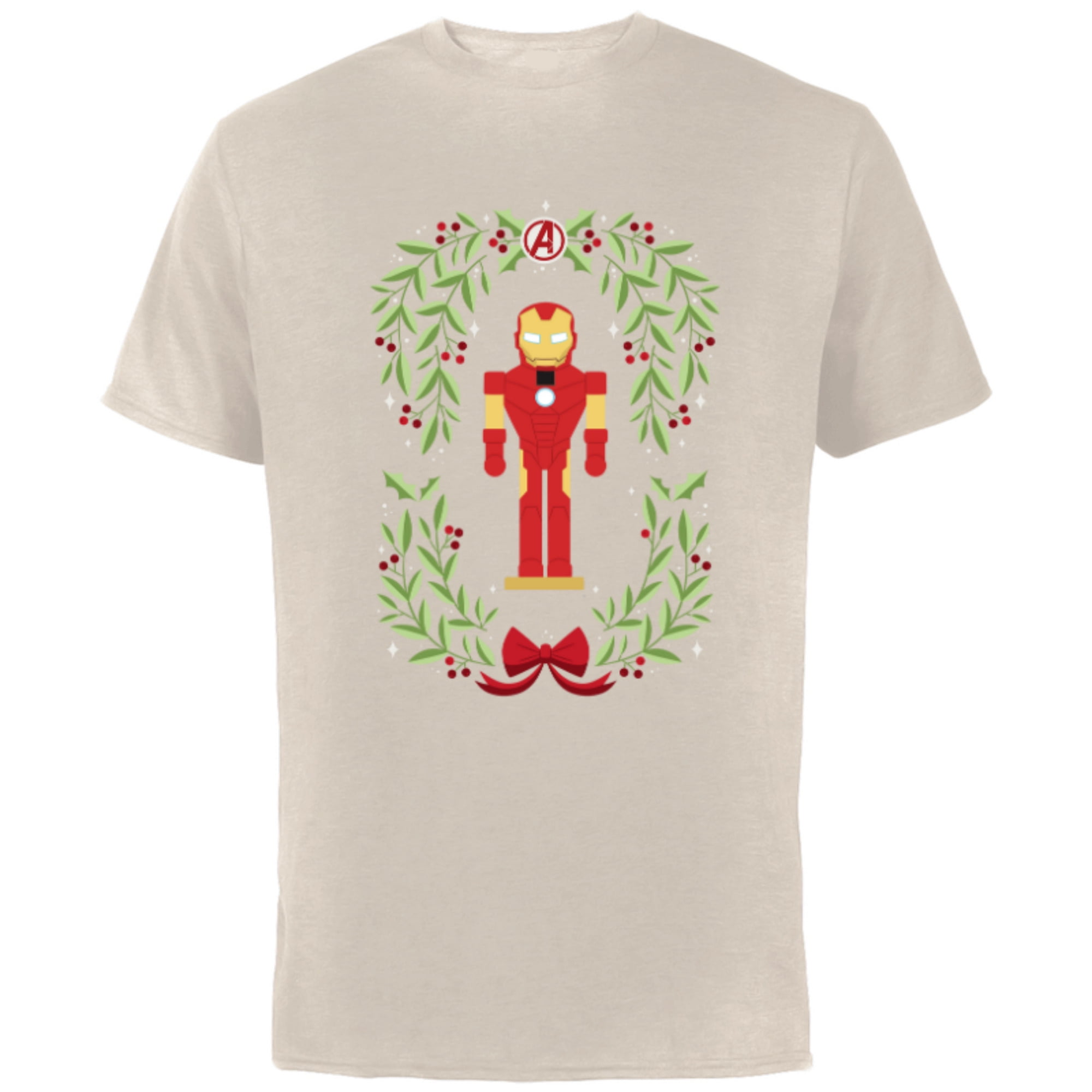 Marvel Holiday Christmas Avengers Holly Iron Man Nutcracker - Short Sleeve Cotton T-Shirt for Adults - Customized-Natural