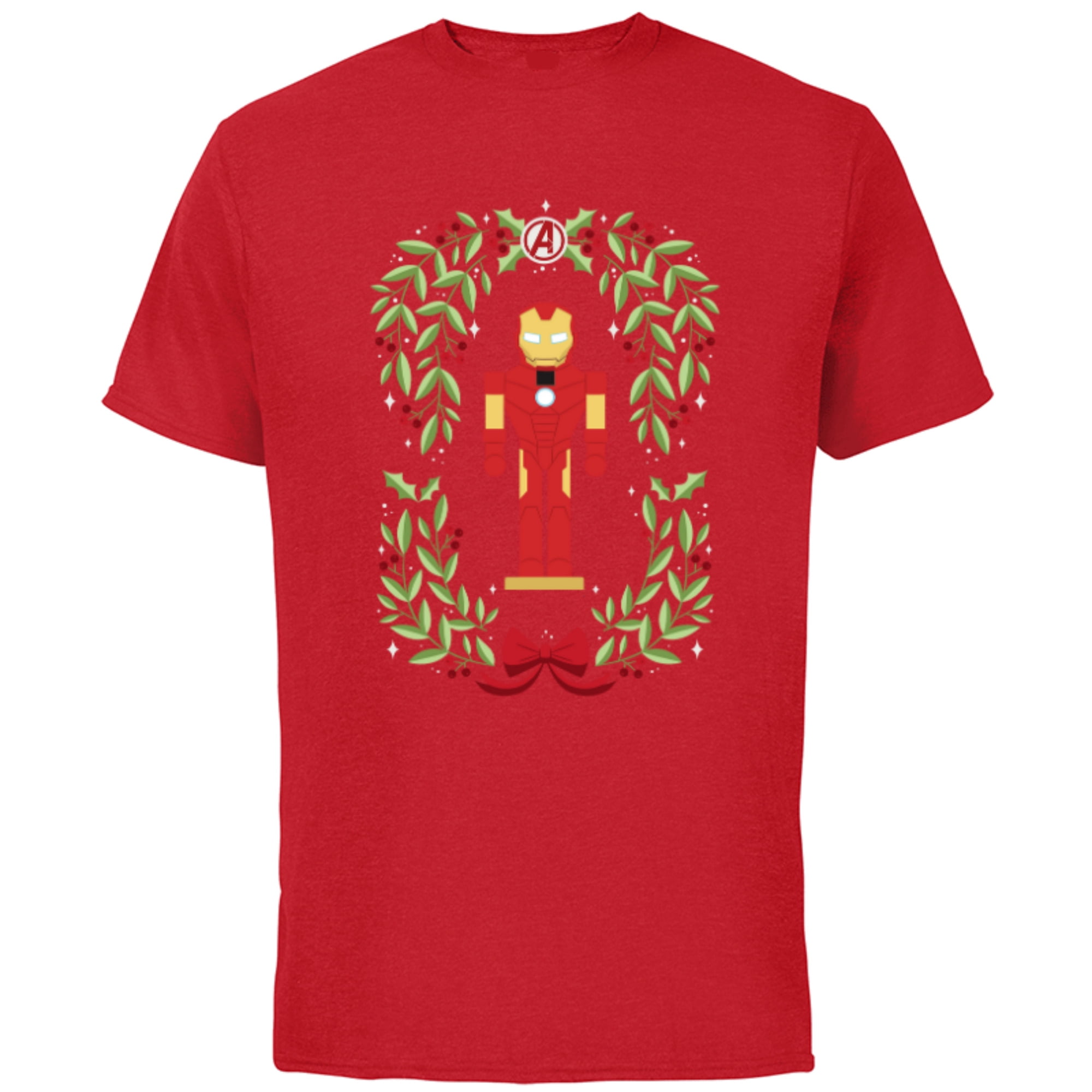 Marvel Holiday Christmas Avengers Holly Iron Man Nutcracker - Short Sleeve Cotton T-Shirt for Adults - Customized-Red