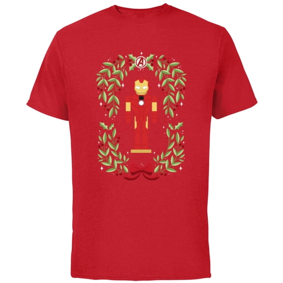 Marvel Holiday Christmas Avengers Holly Iron Man Nutcracker - Short Sleeve Cotton T-Shirt for Adults - Customized-Red