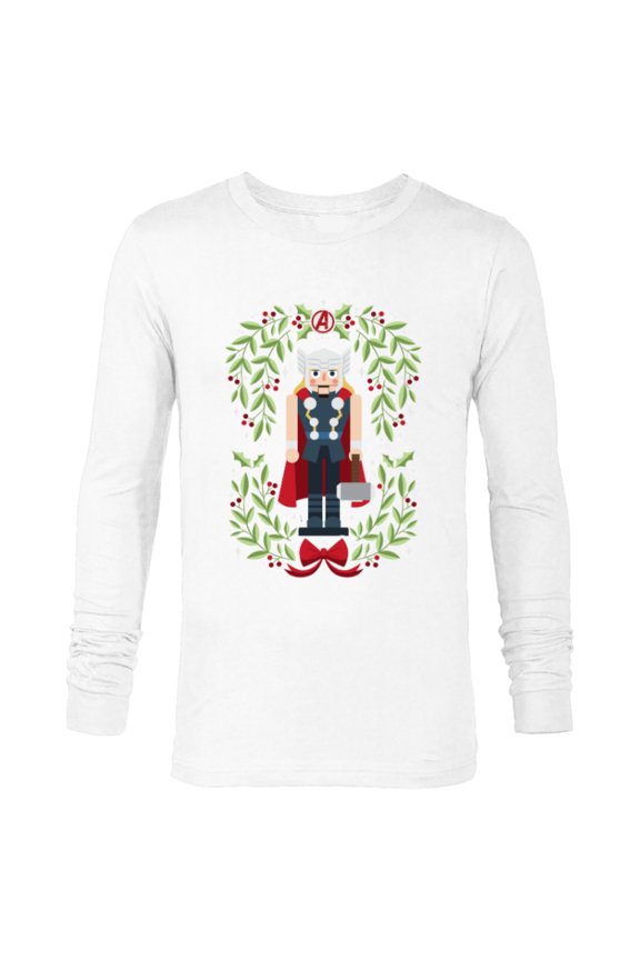 Holiday Christmas Avengers Holly Thor Nutcracker - Long Sleeve T-Shirt for Men - Customized-White