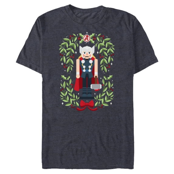Marvel Holiday Christmas Avengers Holly Thor Nutcracker - Short Sleeve Blended T-Shirt for Adults - Customized-Navy Heather