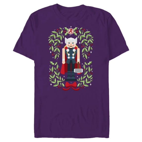 Marvel Holiday Christmas Avengers Holly Thor Nutcracker - Short Sleeve Blended T-Shirt for Adults - Customized-Purple
