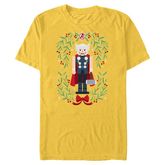 Marvel Holiday Christmas Avengers Holly Thor Nutcracker - Short Sleeve Blended T-Shirt for Adults - Customized-Yellow