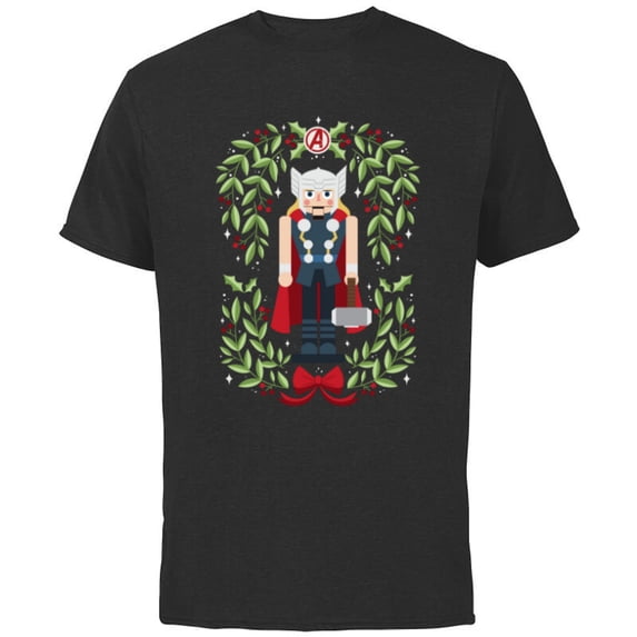 Marvel Holiday Christmas Avengers Holly Thor Nutcracker - Short Sleeve Cotton T-Shirt for Adults - Customized-Black