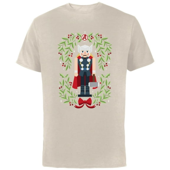 Marvel Holiday Christmas Avengers Holly Thor Nutcracker - Short Sleeve Cotton T-Shirt for Adults - Customized-Natural