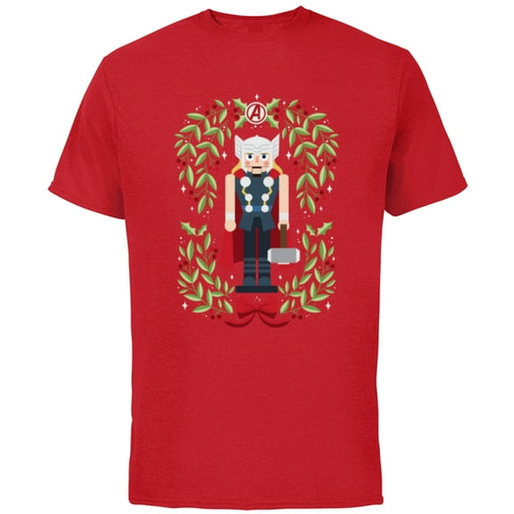Marvel Holiday Christmas Avengers Holly Thor Nutcracker - Short Sleeve Cotton T-Shirt for Adults - Customized-Red