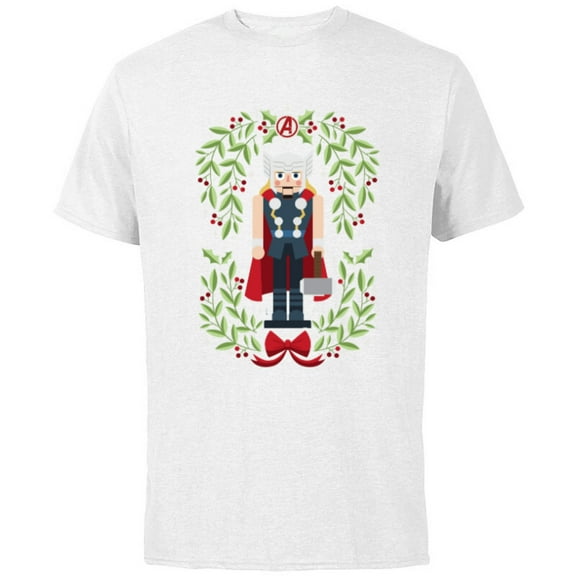 Marvel Holiday Christmas Avengers Holly Thor Nutcracker - Short Sleeve Cotton T-Shirt for Adults - Customized-White