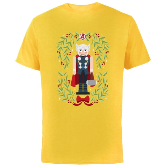 Marvel Holiday Christmas Avengers Holly Thor Nutcracker - Short Sleeve Cotton T-Shirt for Adults - Customized-Yellow