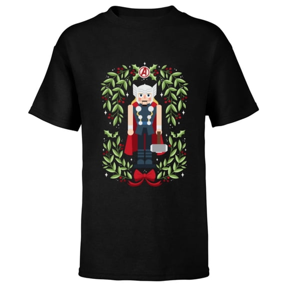 Marvel Holiday Christmas Avengers Holly Thor Nutcracker - Short Sleeve T-Shirt for Kids - Customized-Black