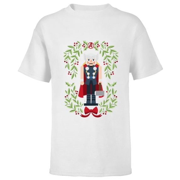 Marvel Holiday Christmas Avengers Holly Thor Nutcracker - Short Sleeve T-Shirt for Kids - Customized-White