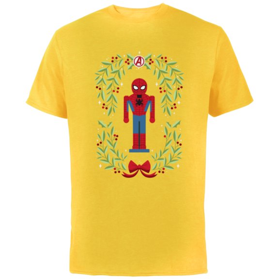 Marvel Holiday Christmas Avengers Spider-Man Nutcracker - Short Sleeve Cotton T-Shirt for Adults - Customized-Yellow