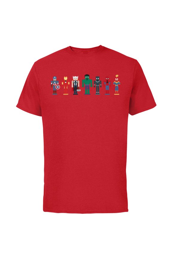 Holiday Christmas Avengers Team Festive Nutcrackers - Short Sleeve Cotton T-Shirt for Adults - Customized-Red