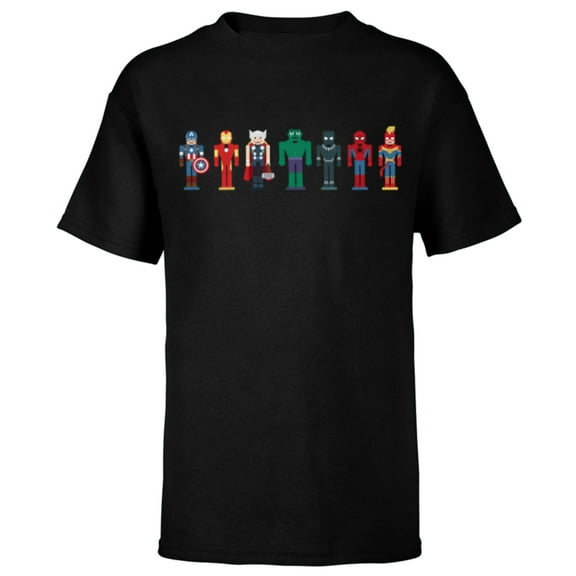 Marvel Holiday Christmas Avengers Team Festive Nutcrackers - Short Sleeve T-Shirt for Kids - Customized-Black