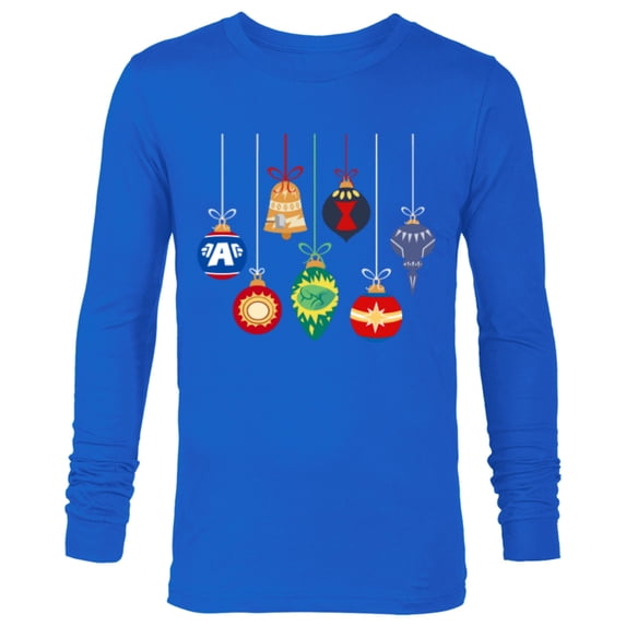 Marvel Holiday Christmas Avengers Team Festive Ornaments - Long Sleeve T-Shirt for Men - Customized-Navy