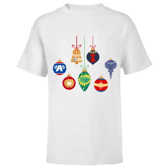 Marvel Holiday Christmas Avengers Team Festive Ornaments - Short Sleeve T-Shirt for Kids - Customized-White