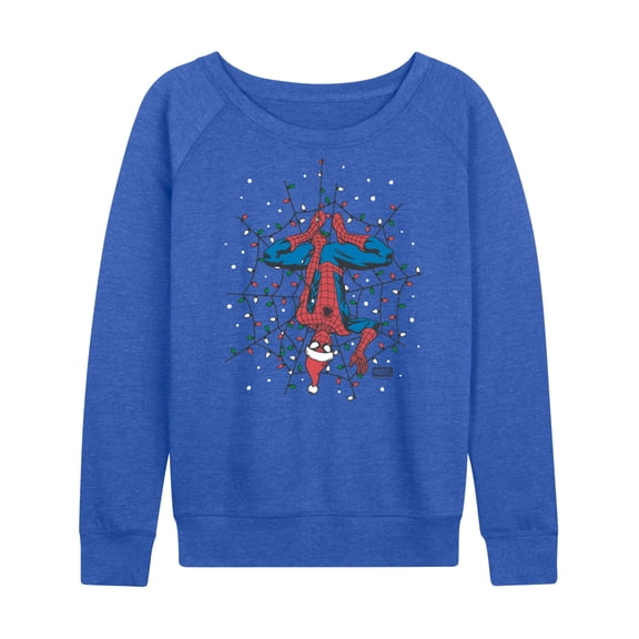 Marvel - Holiday Lights Spider Man - Women's French Terry Long Sleeve Pullover