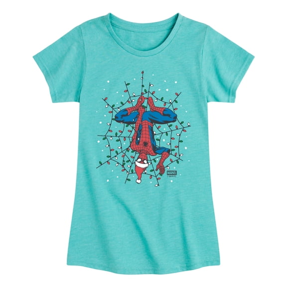 Marvel - Holiday Lights Spider Man - Youth Girls Short Sleeve T-Shirt