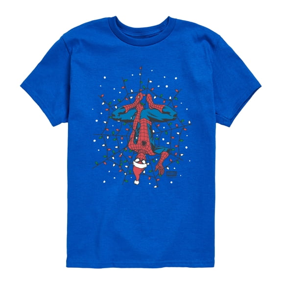 Marvel - Holiday Lights Spider Man - Youth Short Sleeve Graphic T-Shirt