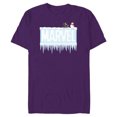 thumbnail image 1 of Marvel Holiday Snow Logo with Rocket Raccoon and Snowman - Short Sleeve Blended T-Shirt for Adults - Customized-Purple, 1 of 5