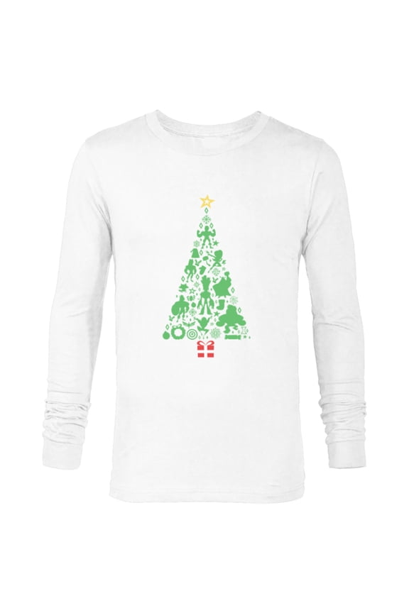 Holiday Super Heroes Christmas Tree - Long Sleeve T-Shirt for Men - Customized-White
