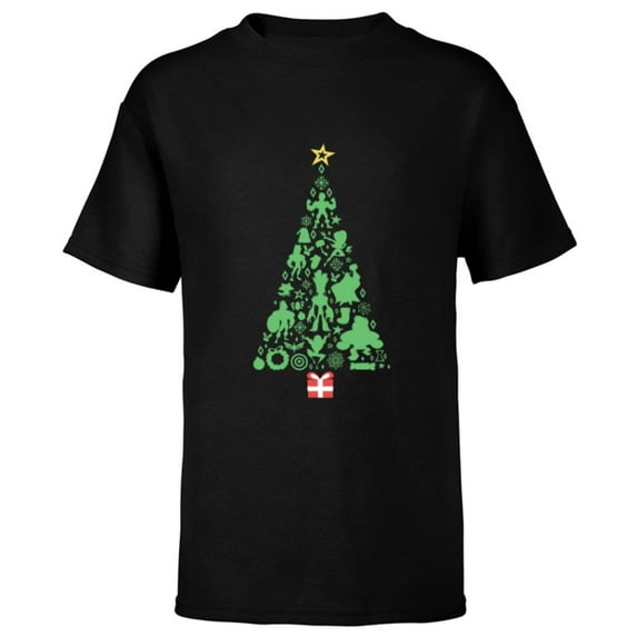 Marvel Holiday Super Heroes Christmas Tree - Short Sleeve T-Shirt for Kids - Customized-Black