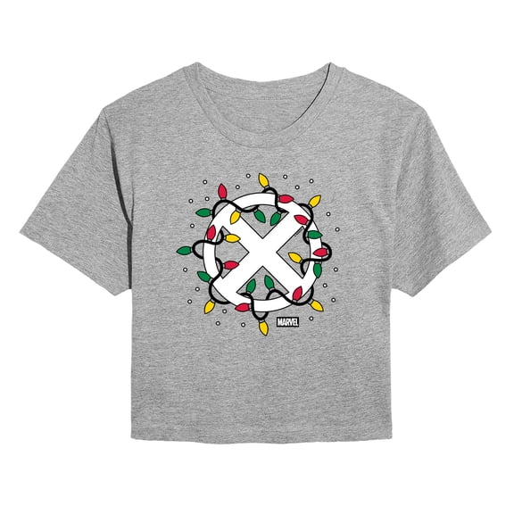Marvel - Holiday Xmen Logo - Juniors Cropped Short Sleeve Graphic T-Shirt